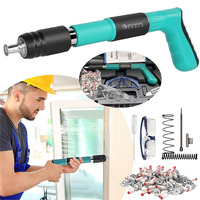 Pistola Clavadora de Concreto de Acero Inoxidable de Grado Industrial con 5 Velocidades Ajustables, Kit de Pistola Clavadora Manual para Trabajos de Bricolaje en Madera