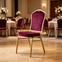 Chaises de décoration de fête, chaises de salle à manger de luxe en acier inoxydable, empilables, avec dossier et assise rembourrés, chaises de banquet pour hôtel et mariage