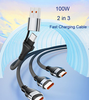 PD 100W 3 en 2 USB Micro Multi USB Cable de carga rápida para iPhone Samsung Cable de cargador rápido