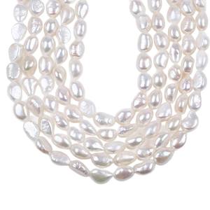 Collier en perles d'eau douce naturelles de 11-12 mm, couleur blanche, forme d'échalote et de pomme de terre, perles semi-finies presque roses, en gros - Product Image 5