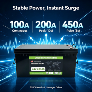 แบตเตอรี่ LiFePO4 200Ah 24V แบตเตอรี่เก็บพลังงาน5120Wh 100A BMS แบตเตอรี่พลังงานแสงอาทิตย์เกรดเอ - Product Image 4