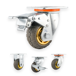 Haute charge 4 5 6 8 pouces or mobile roulette en caoutchouc roulette droite robuste avec serrure - Product Image 1