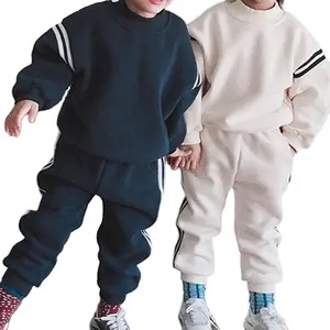 Trẻ Em Hoodie Set Bán Buôn Thời Trang Mùa Thu Mùa Đông Cậu Bé Mùa Đông Quần Áo Đồng Bằng Cotton Giản Dị Tracksuit Cho Trẻ Em