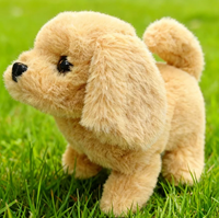 Grand chiot électrique en velours doré, réaliste, qui peut marcher et aboyer, jouet pour enfant