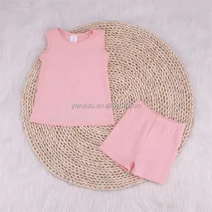 Wholesale Price Pink Color Yoga Material Kids Clothing Sets Baby And Toddler Two Piece Set Custom Logo And Size