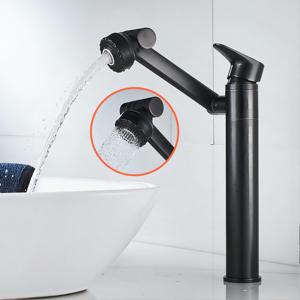 Robinet de lavabo noir <span class=keywords><strong>2</strong></span> en 1 Robinet de lavabo à rotation universelle <span class=keywords><strong>avec</strong></span> valve en céramique et aérateur - Product Image 3