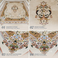 Carreaux de marbre découpés au jet d'eau sur mesure, sol en marbre, pierre naturelle, marbre pour hôtel de luxe, villa, couloir, projets de revêtements de sol intérieurs