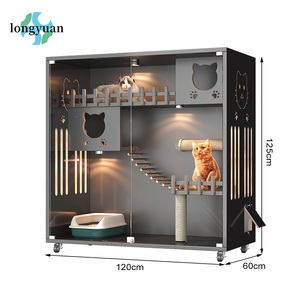 Villa de Lujo para Gatos de Madera Maciza con Gran Espacio, Nueva Jaula Cerrada a Prueba de Humedad con Rascador, Muebles para Gatos de Interior - Product Image 2