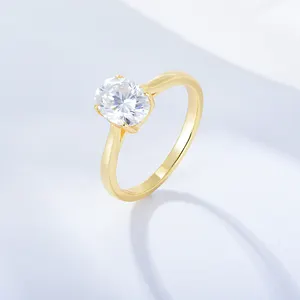 KR1458 2024 most popular 925 silver Zircon Stone Minimalist Oval diamond Cut Ring for Anniversary