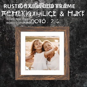 Rustic Eco-Friendly Wood Photo <b>Frame</b> with UV Printed Glass 5x5 Mat Creative Wall & Tabletop Display for Home Decoration - Product Image 2