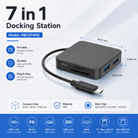 Base de Conexión USB-C 7 en 1 con 4K+60Hz para 100W PD, 3 Puertos USB 3.0, Lector de Tarjetas SD/TF, Carcasa de ABS, en Stock