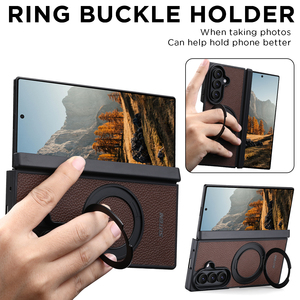 Étui avec support magnétique pour Samsung <span class=keywords><strong>Galaxy</strong></span> Z Fold 8 Ultra, en cuir PU, chargement sans fil, protection de la charnière, antichoc, housse de protection - Product Image 2