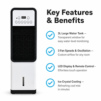 Ventilateur-climatiseur portable électrique OEM vertical à faible bruit, refroidissement rapide à 3 vitesses, pour hôtels