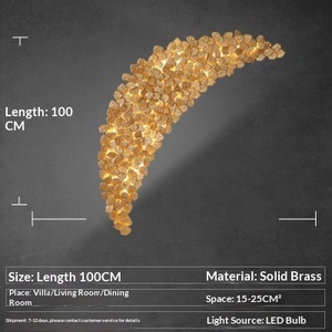 Gold All-copper Postmodern Maple <b>Leaf</b> Villa Living Room Background Wall <b>Light</b> for Luxury Hotel and Duplex Building - Product Image 4