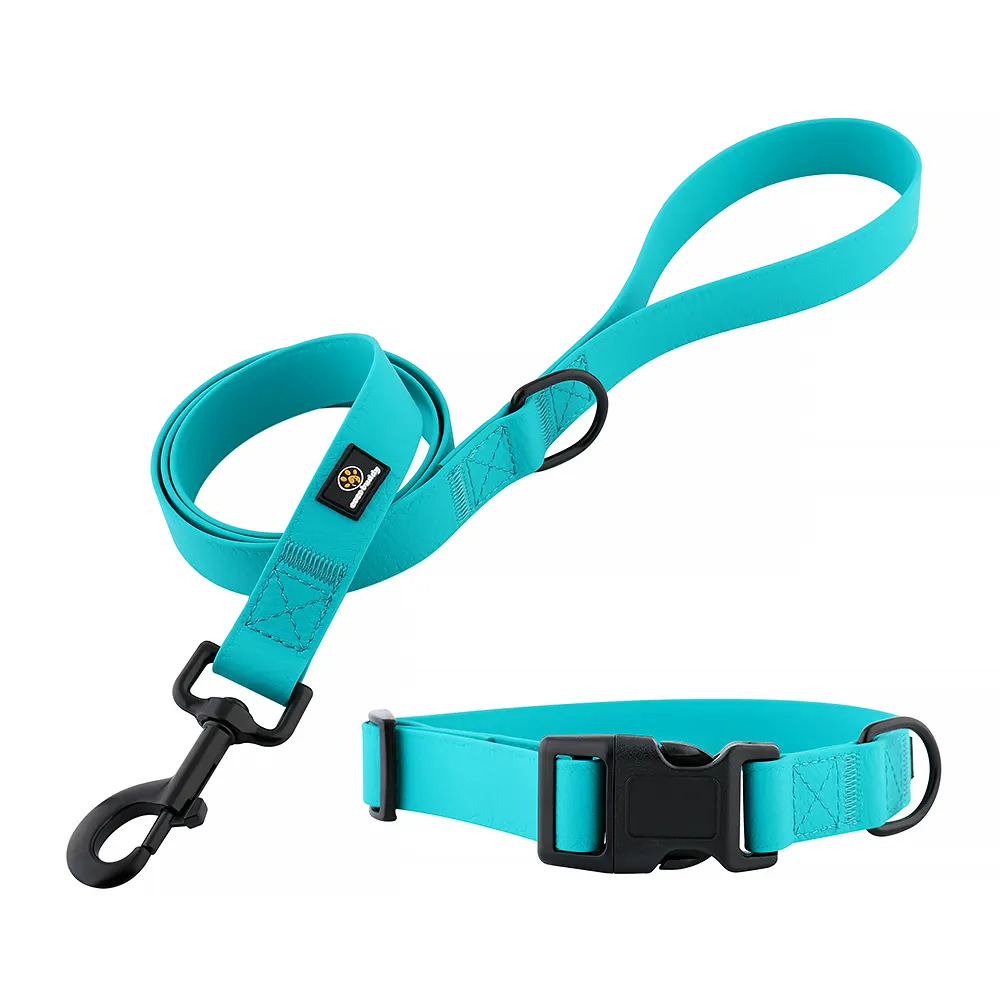 Dog Collar and Leash Set Waterproof PVC Pet Collar and Leash with Quick Release Buckle and Zinc Alloy Hook OEM/ODM