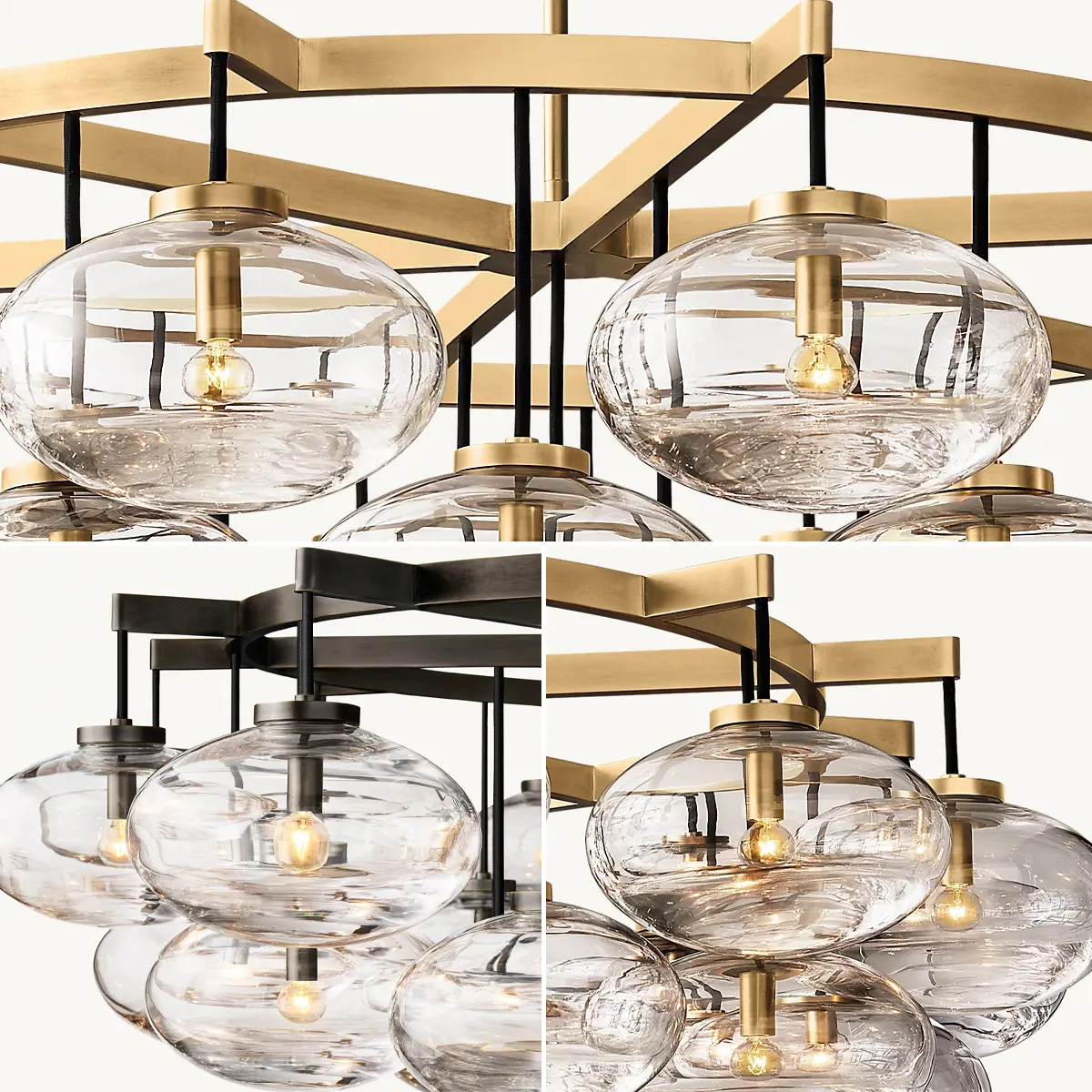 Industrial Style Oval Glass Ball Lampshade Chandelier Ceiling Light Fixture For Living Dining Room Bedroom Kitchen Island Foyer