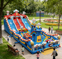 Parcours d'obstacles gonflable bleu et jaune Hualong, qualité commerciale, pour enfants, pour parcs urbains