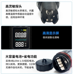 2025 nouveau <span class=keywords><strong>pH</strong></span>-mètre 7 en 1 <span class=keywords><strong>PH</strong></span>/EC/TDS/SG/ORP/SALINITY/Temp dispositif de sel <span class=keywords><strong>pour</strong></span> <span class=keywords><strong>piscine</strong></span> hydroponique Aquarium usine fournisseur en vrac direct - Product Image 6