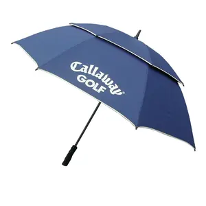 고품질 골프 우산 방풍 겹켜 큰 크기 가득 차있는 섬유유리 EVA 거품 손잡이 14mm 검정 입히는 금속 갱구