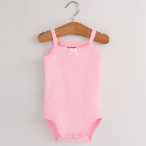 Pagliaccetto per bambini in cotone personalizzato all'ingrosso tutina per ragazze con spalline senza maniche canotta estiva in maglia personalizzata - Product Image 5