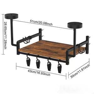 Wooden Motorcycle Helmet Rack <b>Wall</b> Mounted 51cm With <b>Hooks</b> For Storage Display - Product Image 1
