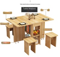 Table à manger pliante moderne avec espace de rangement, pliable avec roulettes pour petits espaces, appartement, salon