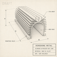 Dissipateur thermique en aluminium extrudé sur mesure, base en arche, réseau de ailettes haute densité pour onduleur photovoltaïque, alimentation électrique, chargeur de véhicule électrique, OEM ODM