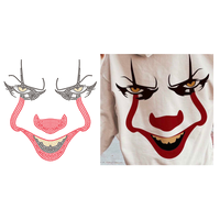 Nouveau motif de transfert de strass thermocollant personnalisé avec logo Clown, style Halloween, à presser à chaud, avec cristaux brillants pour vêtements