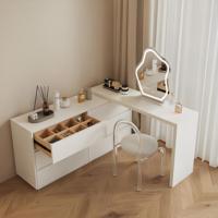 Nouvelle coiffeuse intégrée minimaliste moderne de luxe léger 2025 avec miroir éclairé réglable pour chambre à coucher
