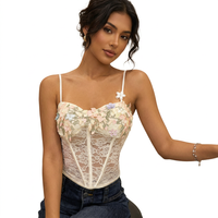 Nuevo Top sin mangas elástico de encaje con cuello en V estilo vintage francés, sexy, para club, camisola, chaleco, transpirable, de secado rápido, ecológico, para mujer