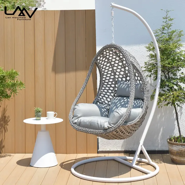卵型チェア Outdoor Egg Shaped Swing Chair - Modern Wicker Hanging Chair with