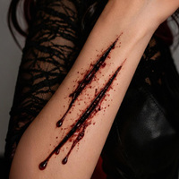 Autocollants de tatouage colorés sans eau pour Halloween, transfert à l'eau, maquillage corporel complet pour fête, maison hantée, cosplay, logo réaliste