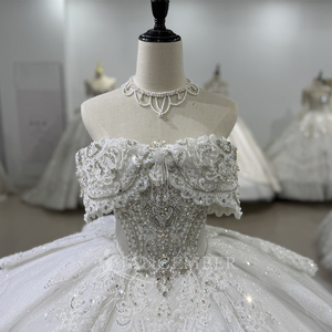 Robes de mariée Sweetheart à épaules dénudées, robe de mariée brodée de perles et de sequins, robe de bal de mariée Xs195 - Product Image 5