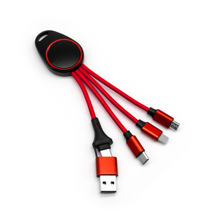 2024 điện thoại di động Phụ Kiện Loại C Cáp sạc đa 5 hoặc 6 trong 1 USB đầu vào kép ngắn <span class=keywords><strong>Keychain</strong></span> nhanh C dây sạc - Product Image 3