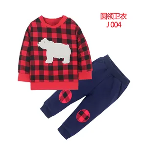 Lente Winter Jongens Meisjes Casual Sport Suits Effen Trui Badstof Kids Sweatshirt & Jogger Broek Set