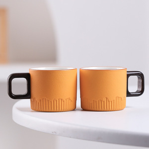 <span class=keywords><strong>Tazza</strong></span> da Espresso in Gres da 70ml con Manico a <span class=keywords><strong>D</strong></span>, <span class=keywords><strong>Tazza</strong></span> da Degustazione in Ceramica Blu Nero Sfumato Opaco con Base Scanalata - Product Image 3