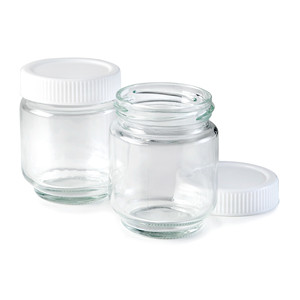 Set di 7 barattoli in vetro con coperchi bianchi per la conservazione e l'organizzazione degli alimenti - Product Image 2