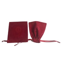 Petit sac à bijoux en velours personnalisé pour boucle d'oreille, collier, bracelet, sac à cordon en daim rouge