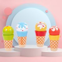 Maison de jeu en bois pour enfants unisexe, cuisine à découper avec cœur et crème glacée à la fraise, jouets de simulation préscolaire DIY