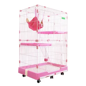 coop พลาสติก Suppliers-The คุณภาพดีสแตนเลสลวด PP พลาสติกกรงแมวพร้อม Wheelscat Cat Cage