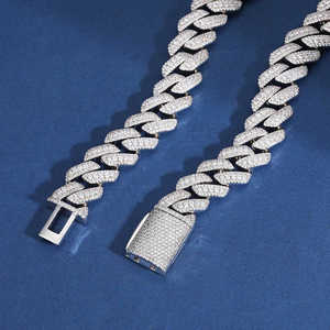 Bracelet chaîne cubaine Hip Hop Premium entièrement en Moissanite pour hommes, style Iced Out Hip Hop Rapper pour femmes, bijoux pour fêtes et streetwear - Product Image 3