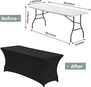 6FT Spandex <strong>Black</strong> <strong>Table</strong> Covers 4ft Fitted <strong>Table</strong> <strong>Clothes</strong> for 4 Foot Rectangle <strong>Tables</strong> - Product Image 2