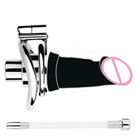 FRRK Nouveau style de cage de chasteté urétrale inversée avec 3.54 pouces de tête de gode négatif adulte SM pénis Plug Bondage Sex Toys
