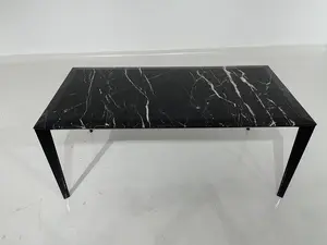 Modern Matte Black Marble Dining Table - Dining Room Set - Round Dining Table