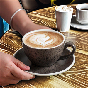 Set di Tazze da <span class=keywords><strong>Caffè</strong></span> in Ceramica Grigio Fumo Classico con Piattino, Tazza in Porcellana Neutra per Uso Quotidiano in Casa e Ufficio - Product Image 2