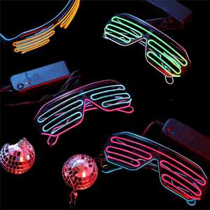 Lunettes de soleil personnalisées à obturateur EL bicolore 10 couleurs pour adultes Lunettes de soleil à obturateur bicolore à LED pour la fête Lunettes Disco à sauter - Product Image 2