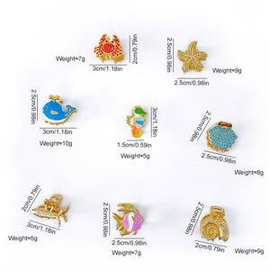 Pinzas para el pelo de concha de estrella de mar estilo océano al por mayor pinzas para el pelo con ajuste de diamante dorado para mujeres y niñas - Product Image 6