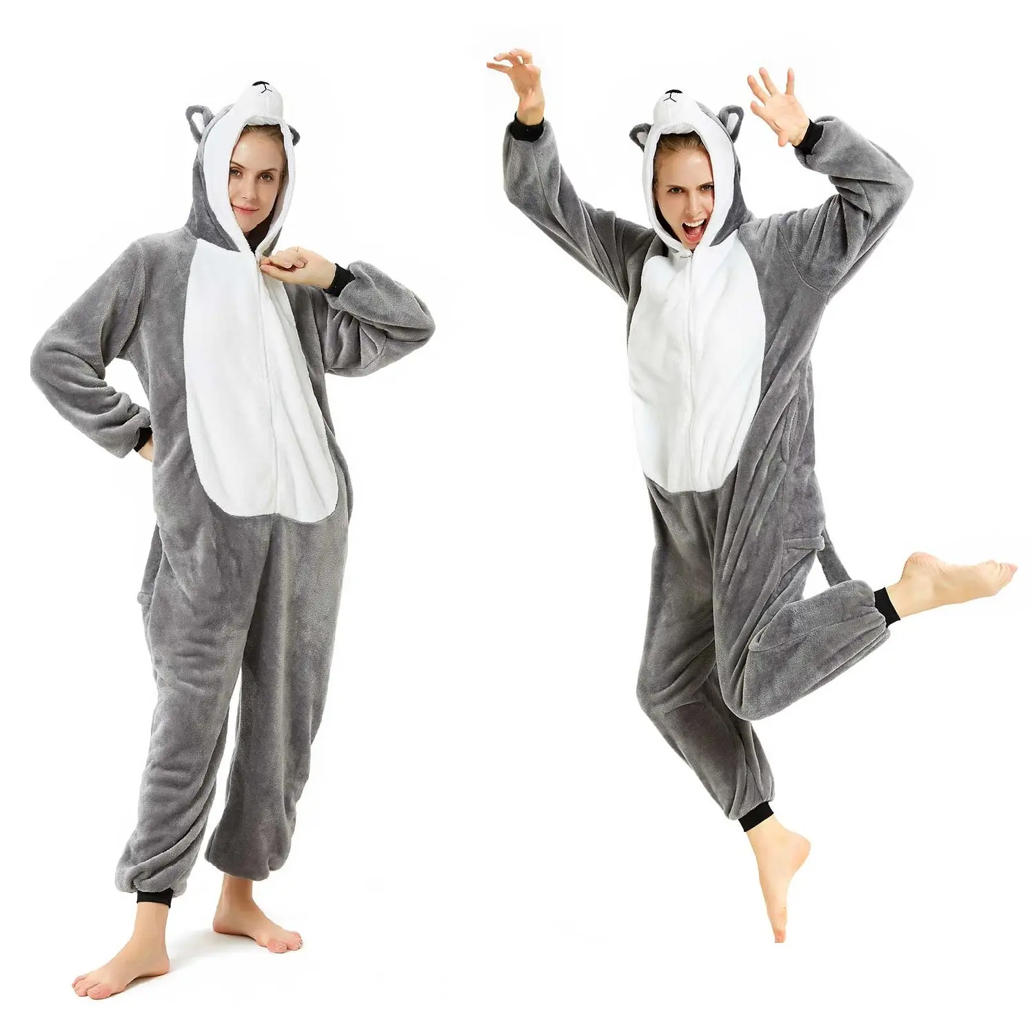 IN-STOCKED Einzelhandel Großhandel Zugelassene Karneval Kostüm Pyjamas Husky Hund Halloween Kostüme Cosplay Nachtwäsche Dinosaurier Kostüm