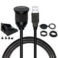 Câble HITEC 4 conducteurs USB 2.0 mâle et 3RCA vers USB & 3,5 mm femelle à montage encastré pour voiture, bateau, moto 12/24V en cuivre nu