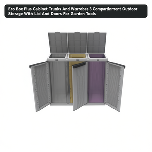 TTAKE Eco <b>Box</b> Plus Cabinet Trunks And <b>Wardrobes</b> 3 Compartment Outdoor Storage With Lid And Doors For Garden Tools - Product Image 2
